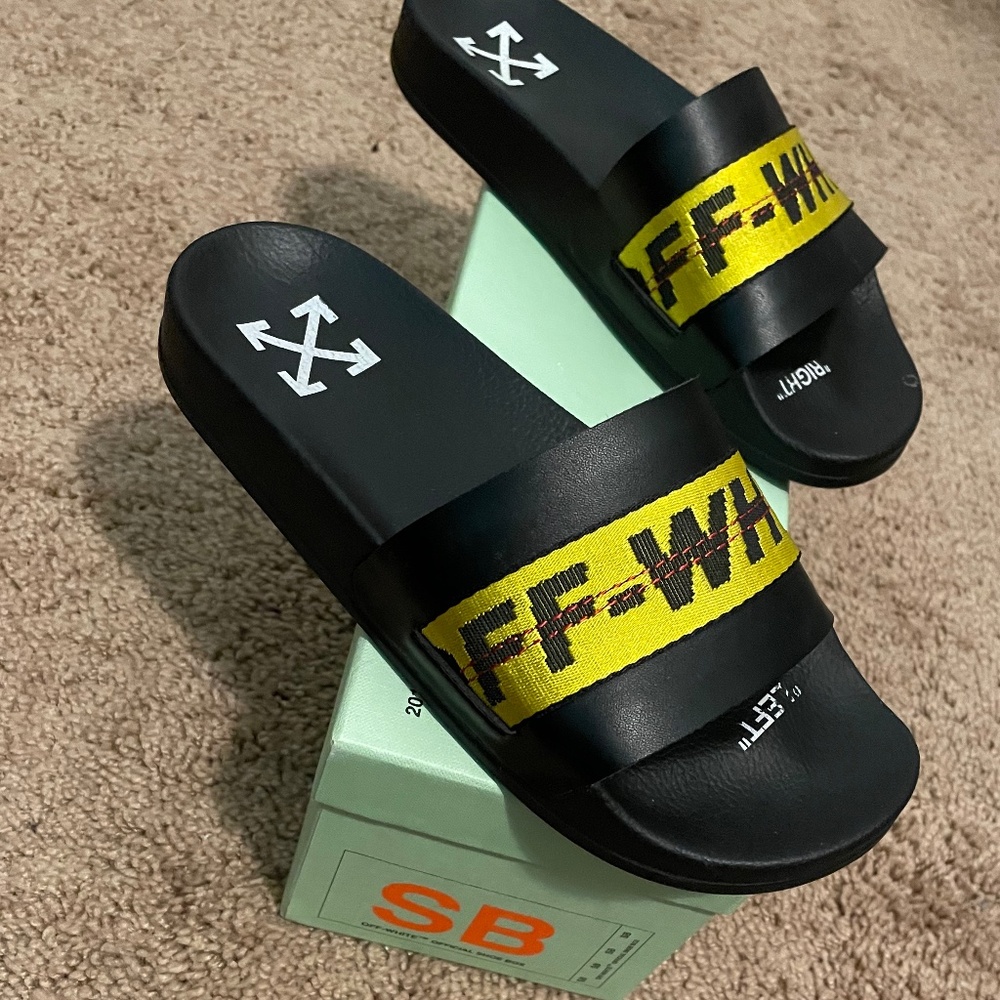 Off-White Black Industrial Pool Slides